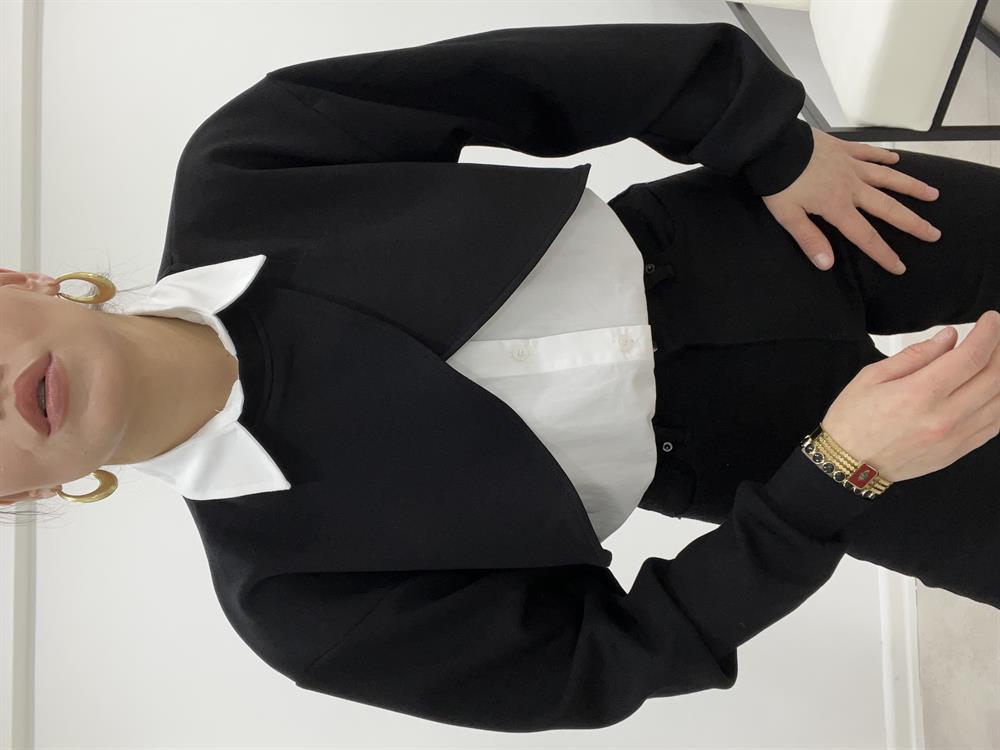 İki̇ Parça Tasarim Twist Model Bluz Si̇yah