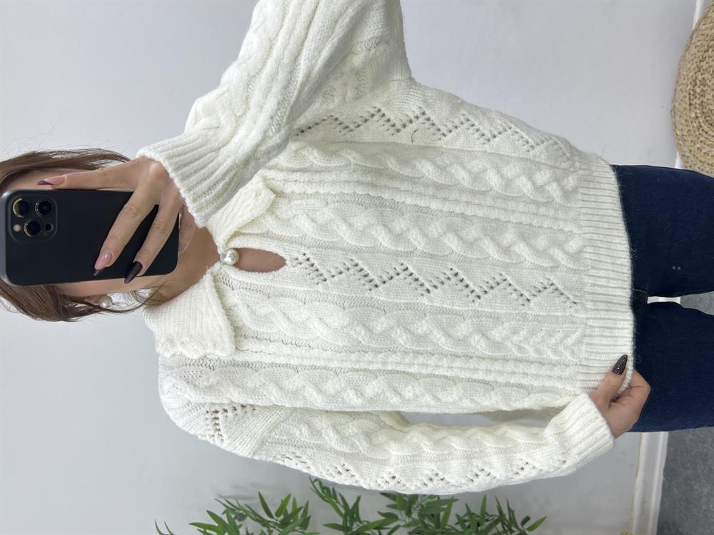 İnci̇li̇ Polo Yaka Ekru Kazak