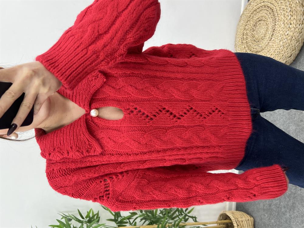 İnci̇li̇ Polo Yaka Kirmizi Kazak