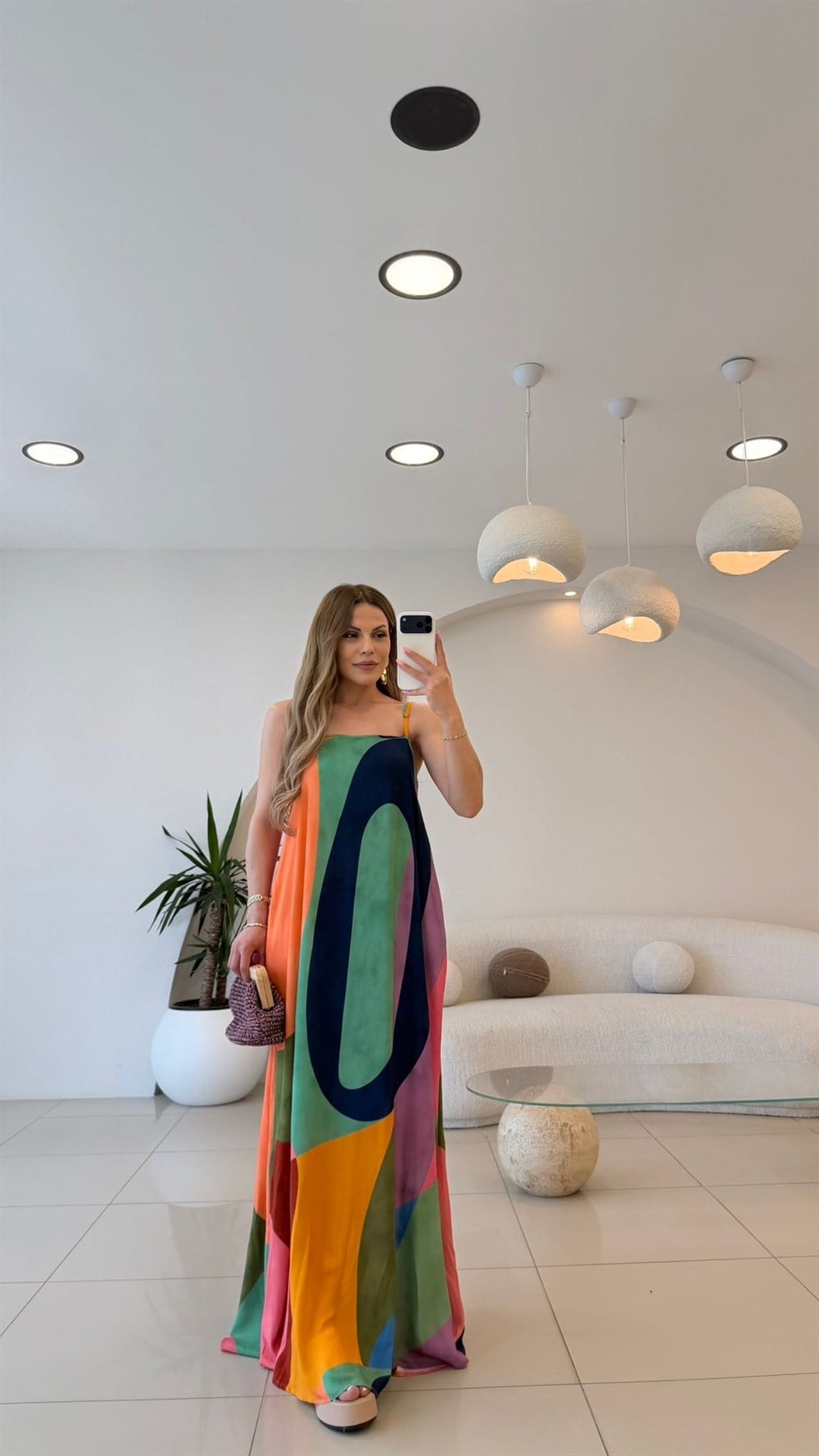 İP ASKILI RENK GEÇİŞLİ ELBİSE