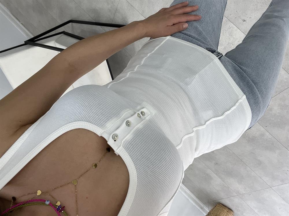 Kalin Askili Önü Düğmeli̇ Atlet Beyaz