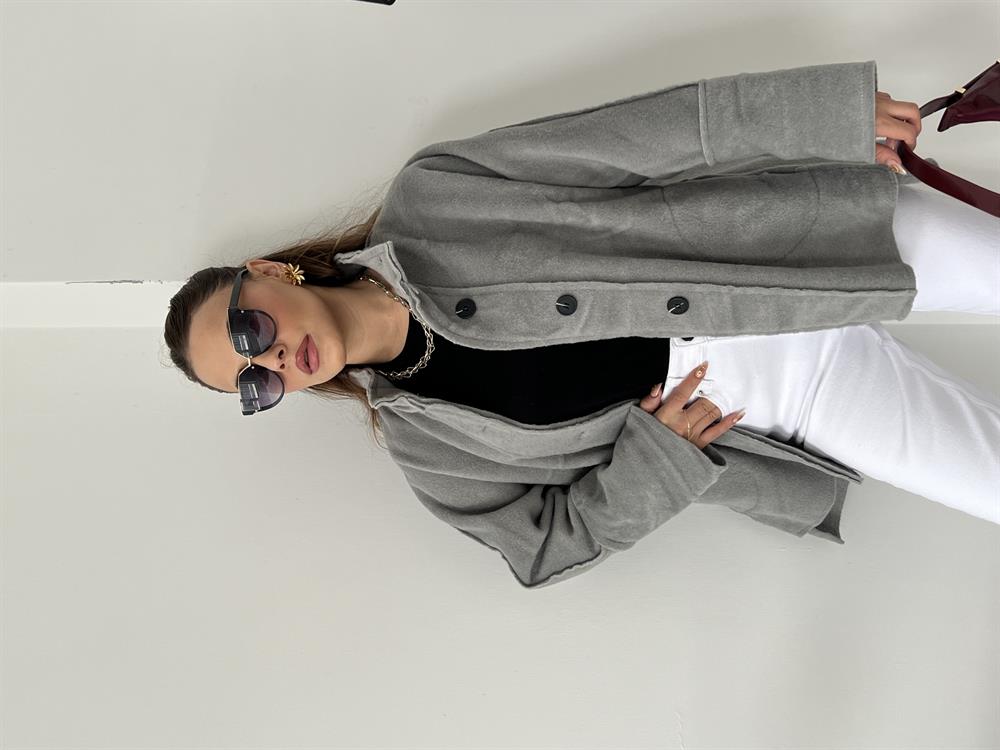 Kaşe Premi̇um Seri̇ Mevsi̇mli̇k Kaban Gri̇