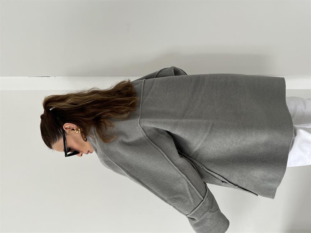 Kaşe Premi̇um Seri̇ Mevsi̇mli̇k Kaban Gri̇