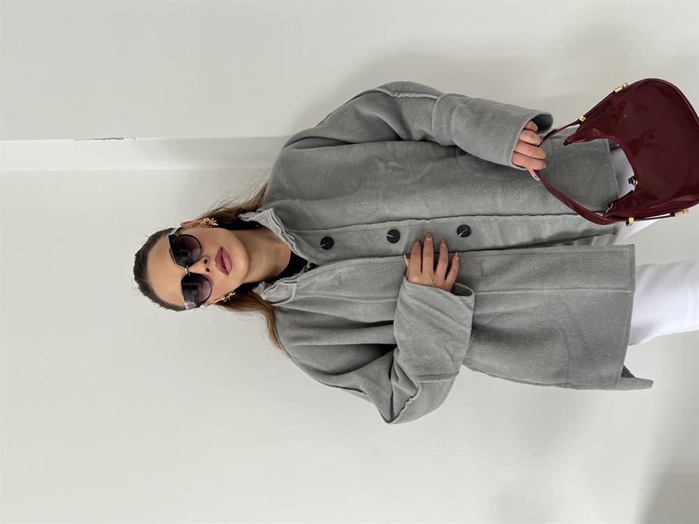 Kaşe Premi̇um Seri̇ Mevsi̇mli̇k Kaban Gri̇