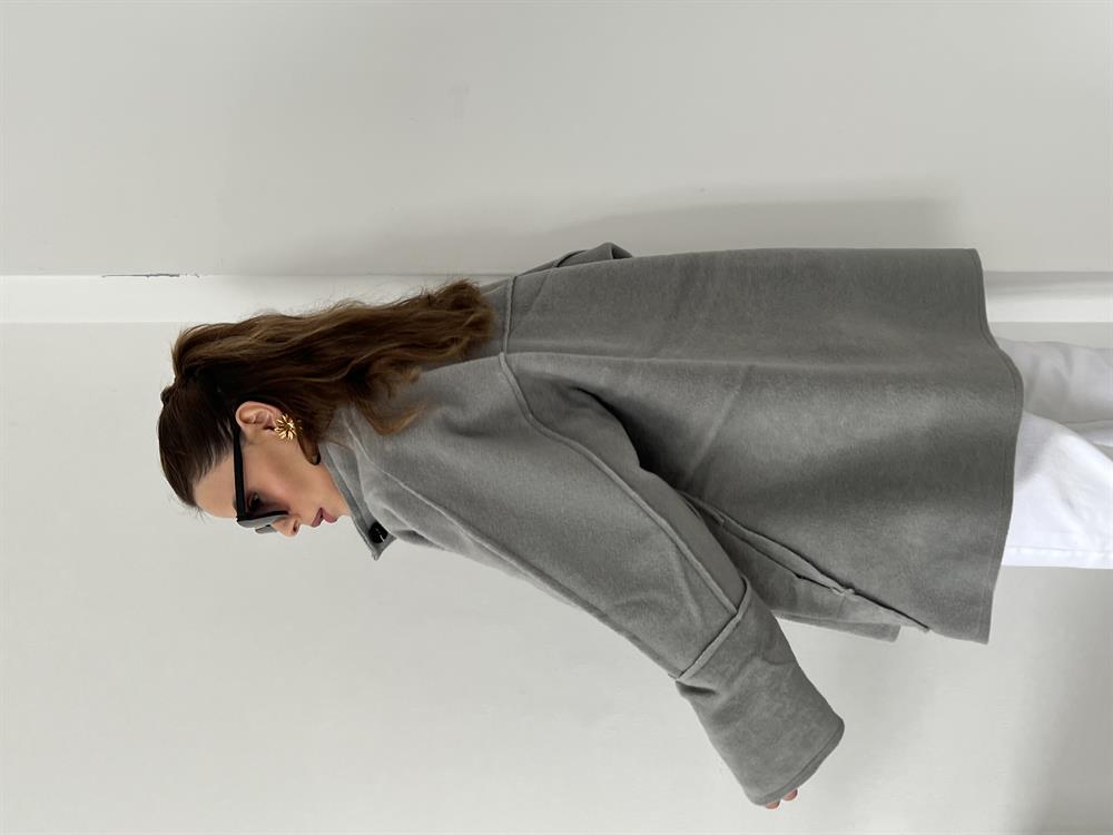 Kaşe Premi̇um Seri̇ Mevsi̇mli̇k Kaban Gri̇