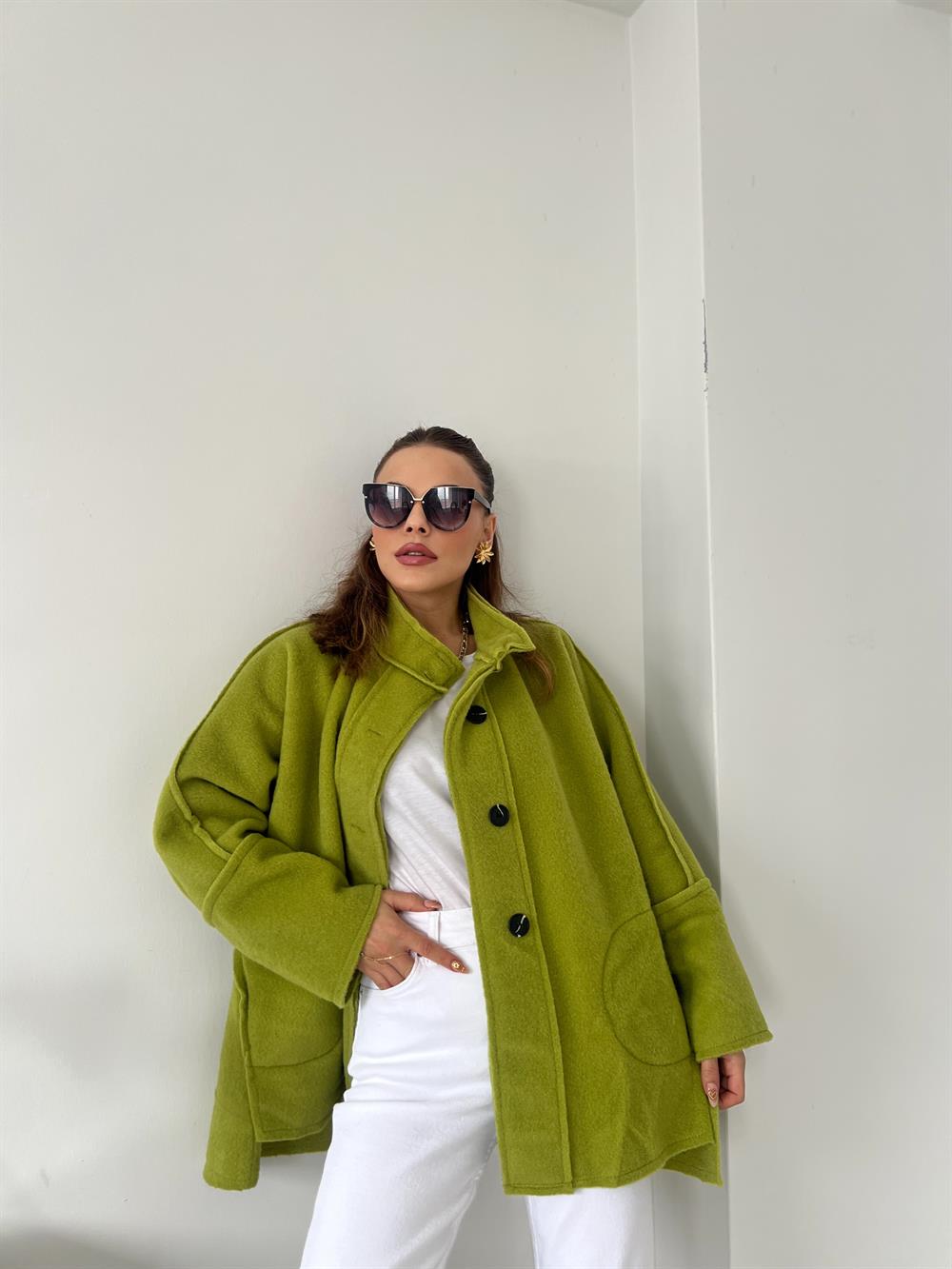 Kaşe Premi̇um Seri̇ Mevsi̇mli̇k Kaban Oli̇v Yeşi̇li̇