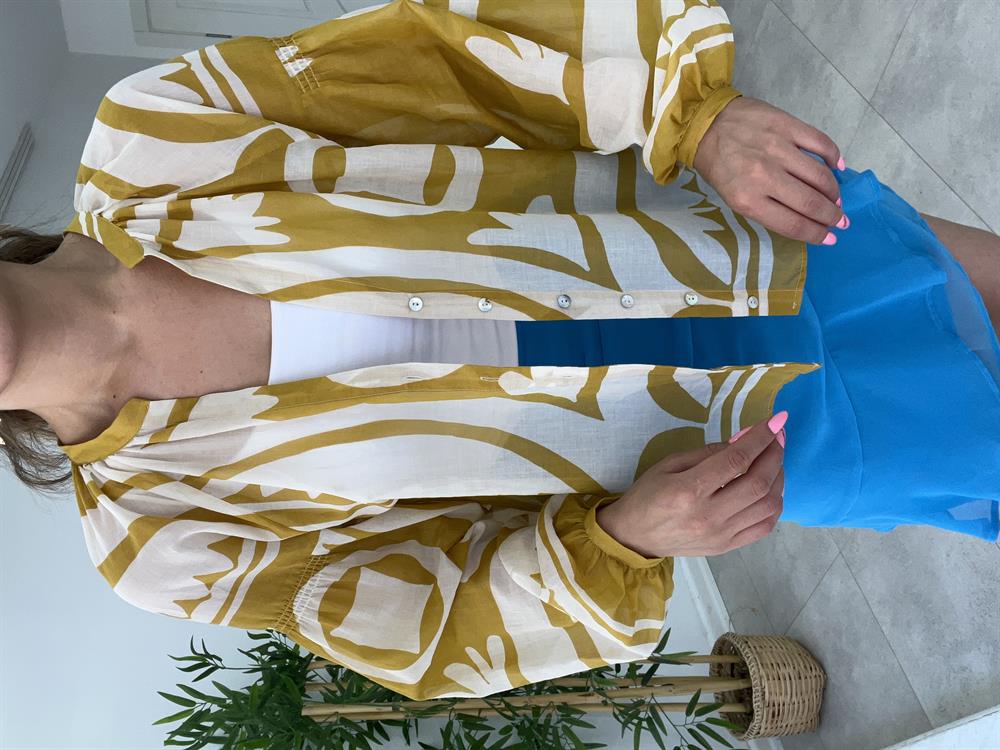 Keten Desenli̇ Gömlek