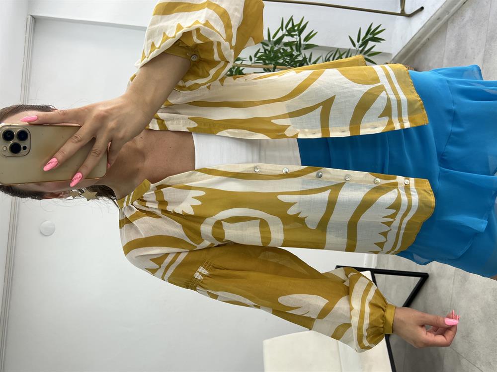 Keten Desenli̇ Gömlek