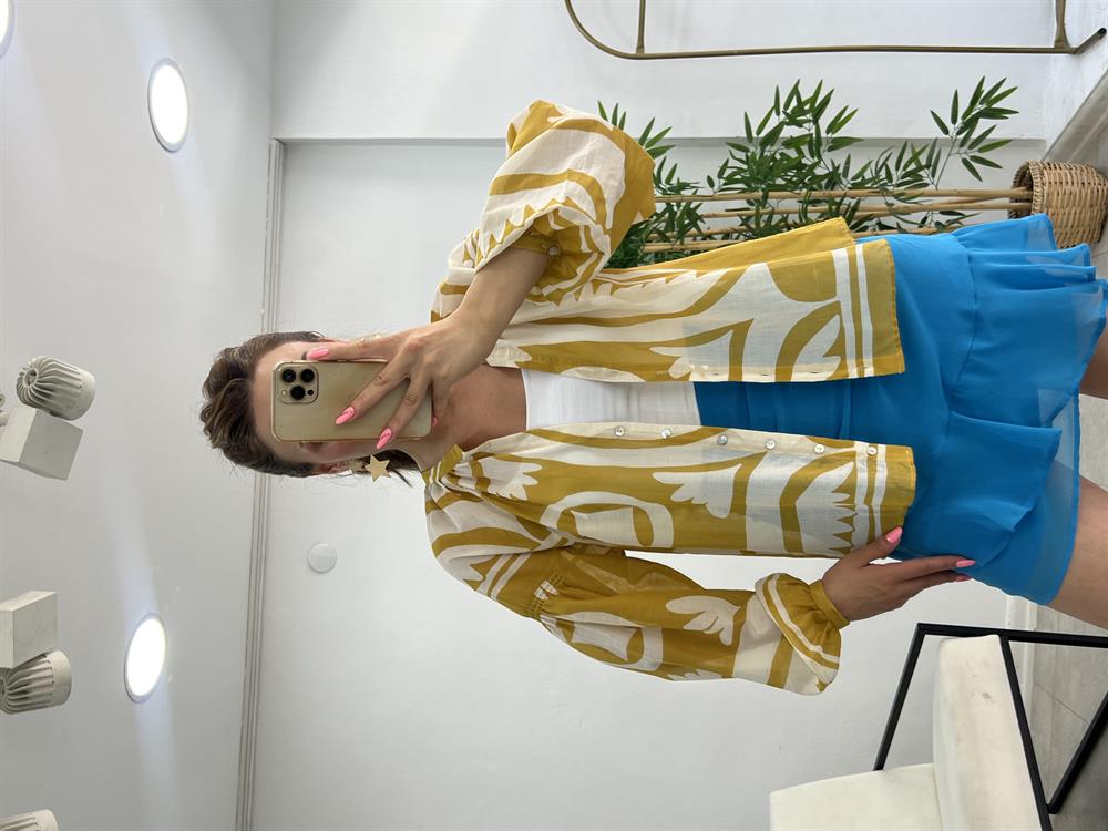 Keten Desenli̇ Gömlek