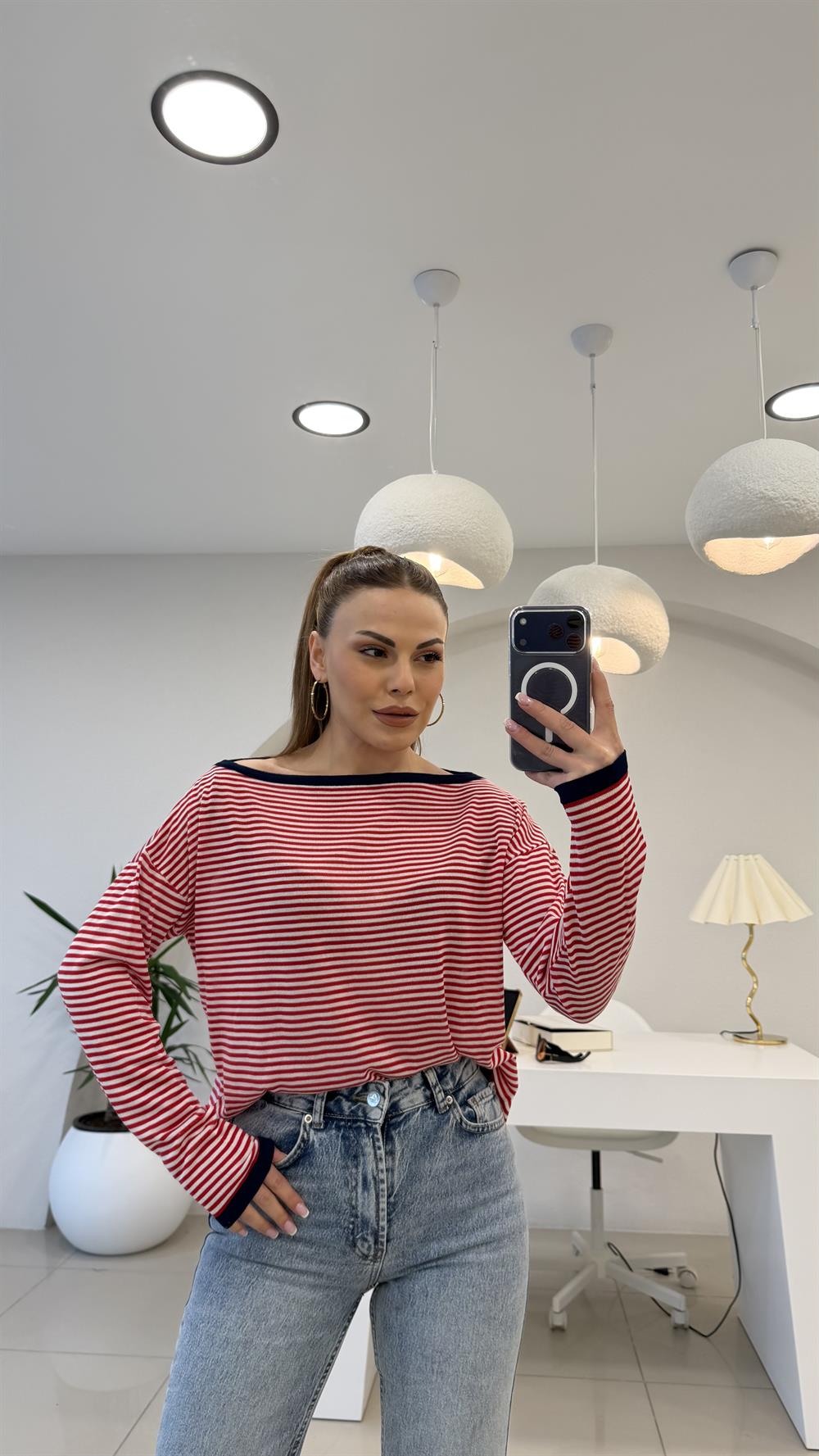 KIRMIZI ÇİZGİLİ MERSERİZE TRİKO 