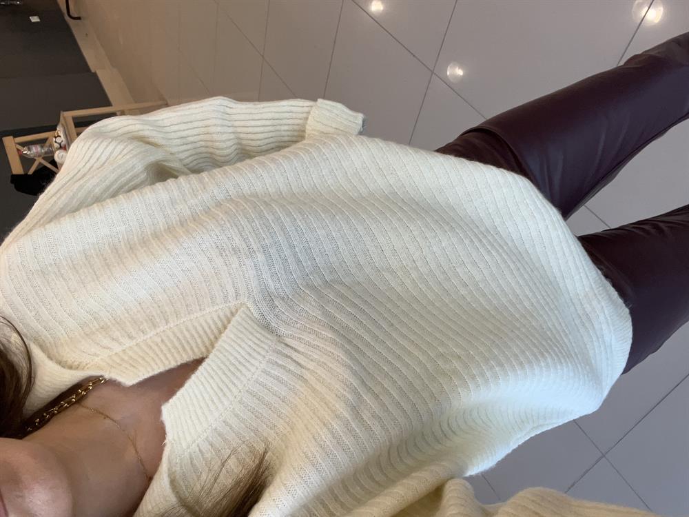 Kisik V Yaka Kazak Ekru