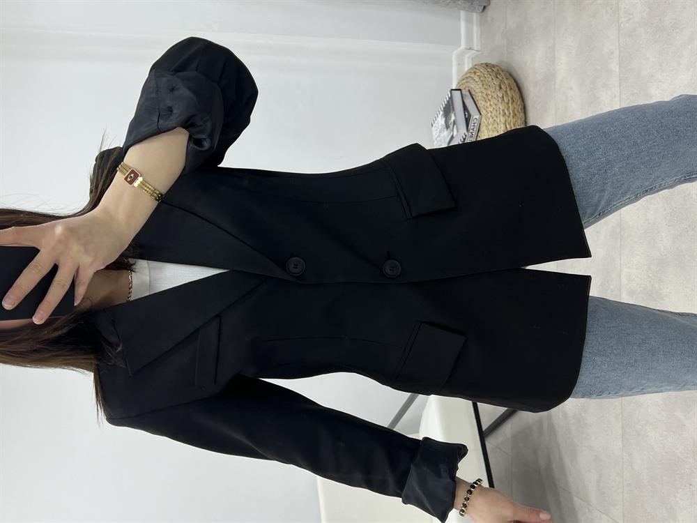 Klasi̇k Pensli̇ Blazer Ceket Si̇yah