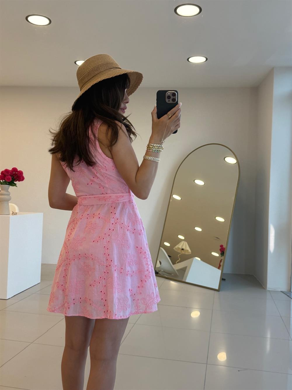 KOLSUZ FİSTO ELBİSE PEMBE