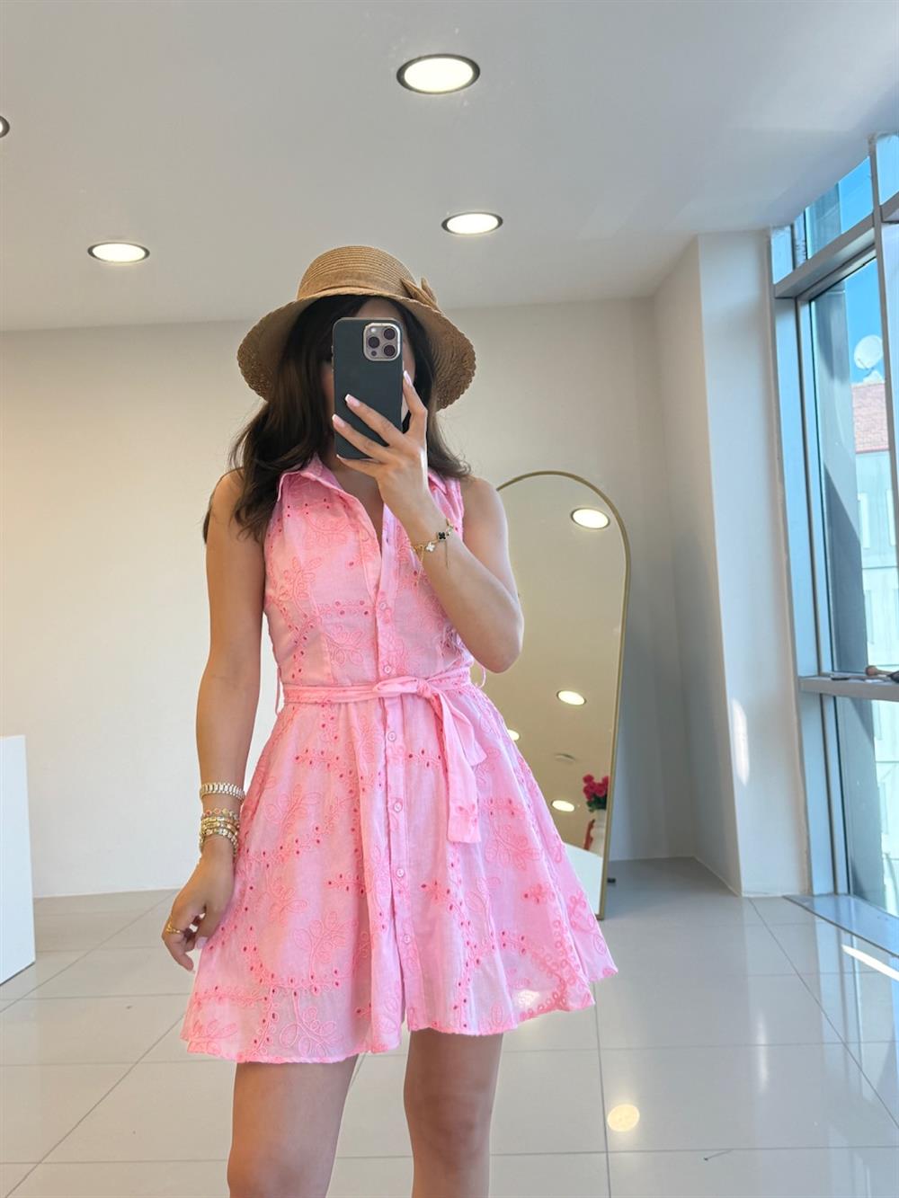 KOLSUZ FİSTO ELBİSE PEMBE