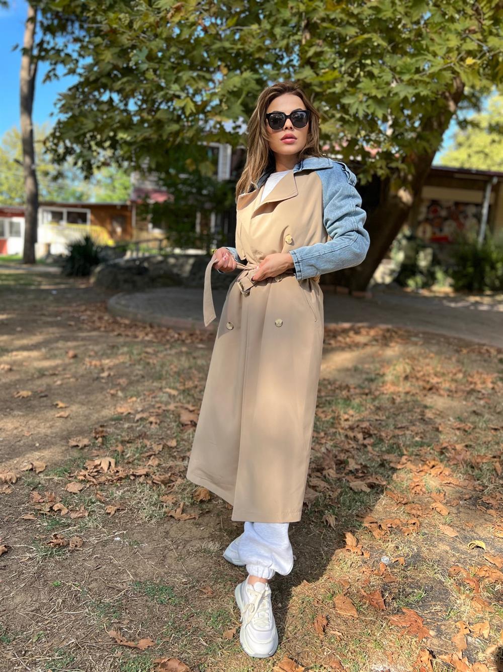 Kot Detayli Camel Trençkot