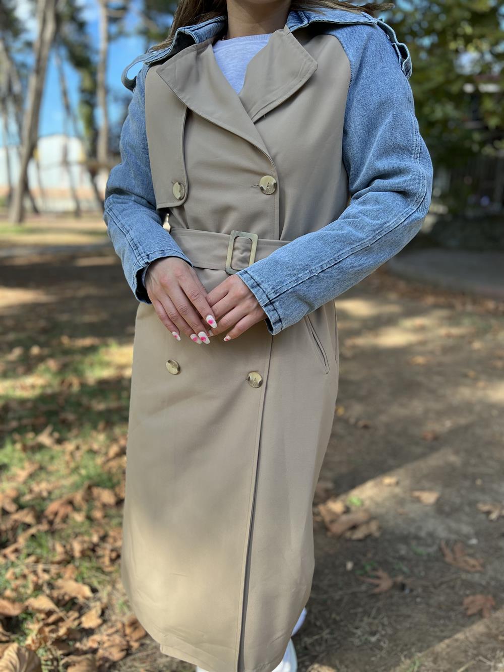 Kot Detayli Camel Trençkot