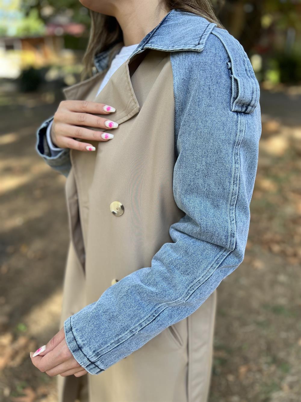 Kot Detayli Camel Trençkot