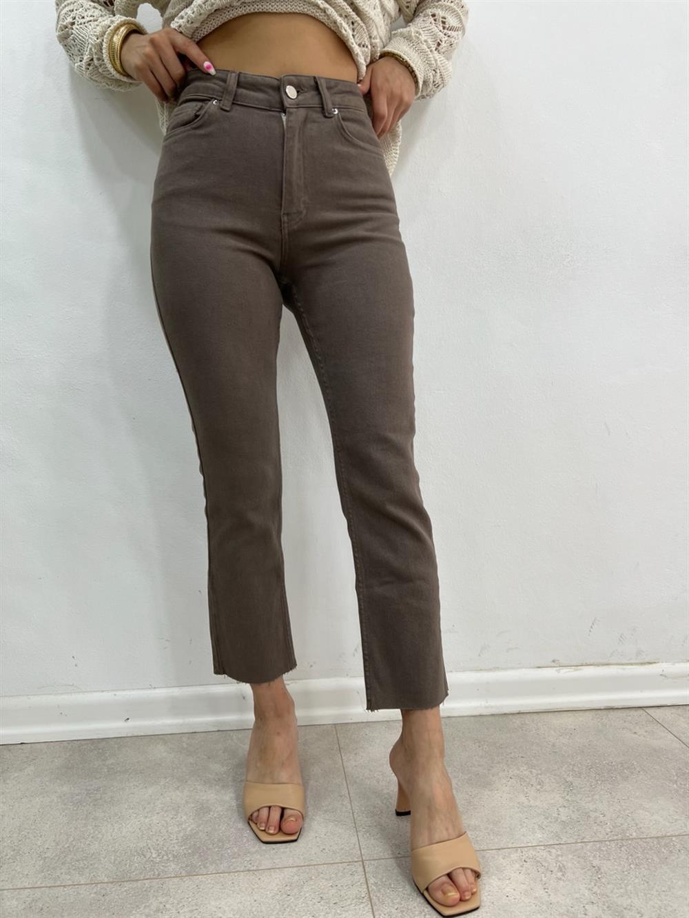 Toprak Rengi̇ Likralı Mom Jean