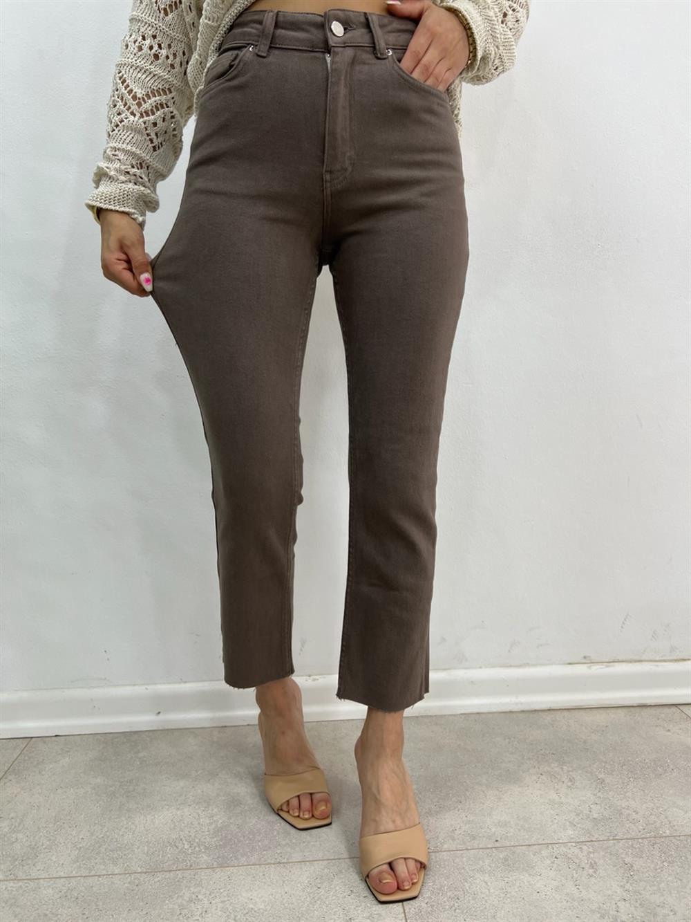 Toprak Rengi̇ Likralı Mom Jean