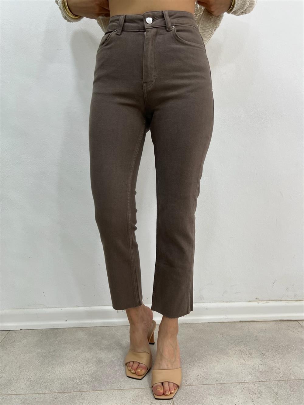 Toprak Rengi̇ Likralı Mom Jean