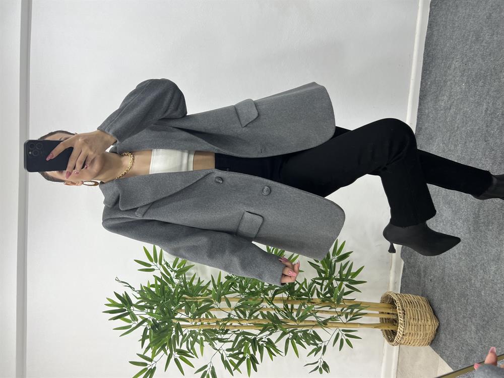 Koyu Gri̇ Özel Doku Bleazer Ceket