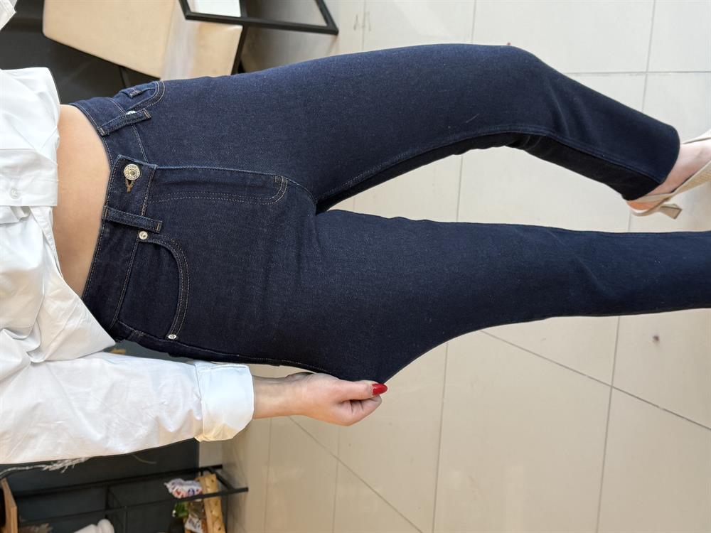 Koyu Laci̇vert Mom Jean