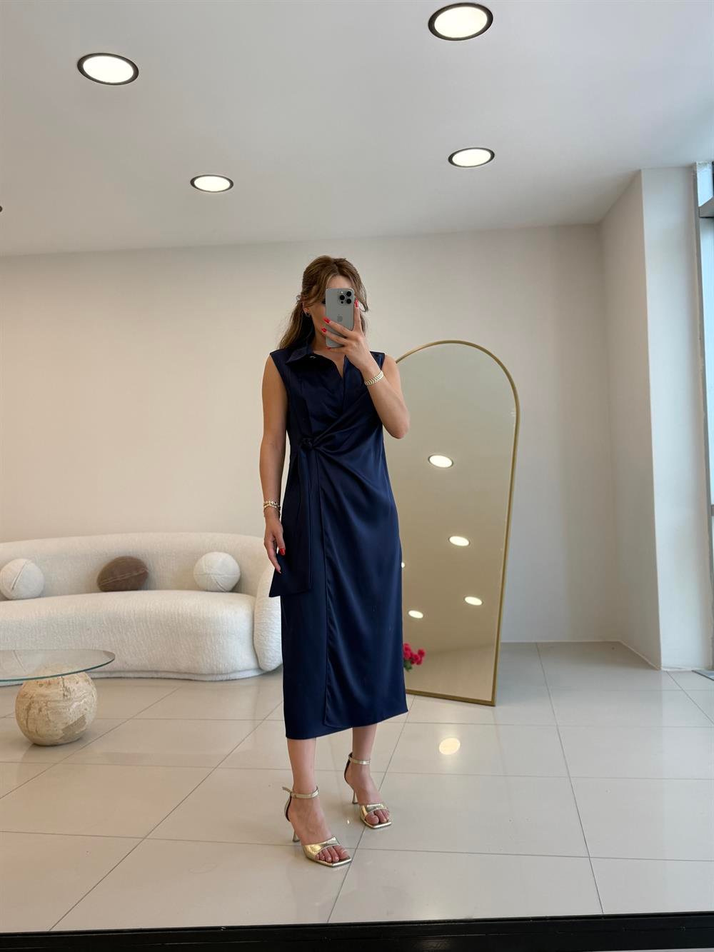 KRUVAZE YAKA CEKET ELBİSE LACİVERT