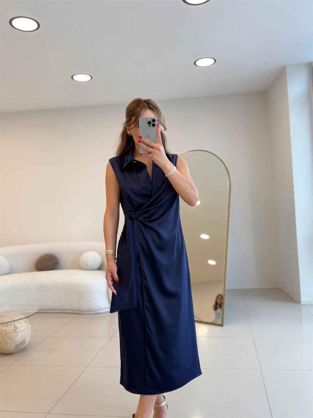 KRUVAZE YAKA CEKET ELBİSE LACİVERT