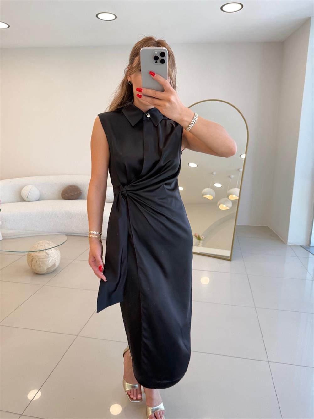 KRUVAZE YAKA CEKET ELBİSE SİYAH