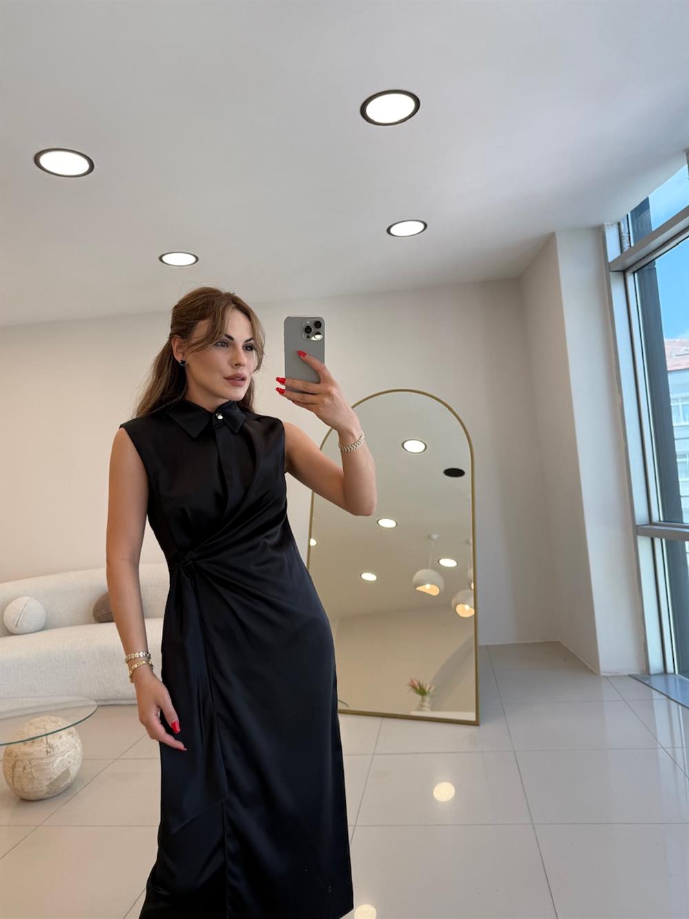 KRUVAZE YAKA CEKET ELBİSE SİYAH