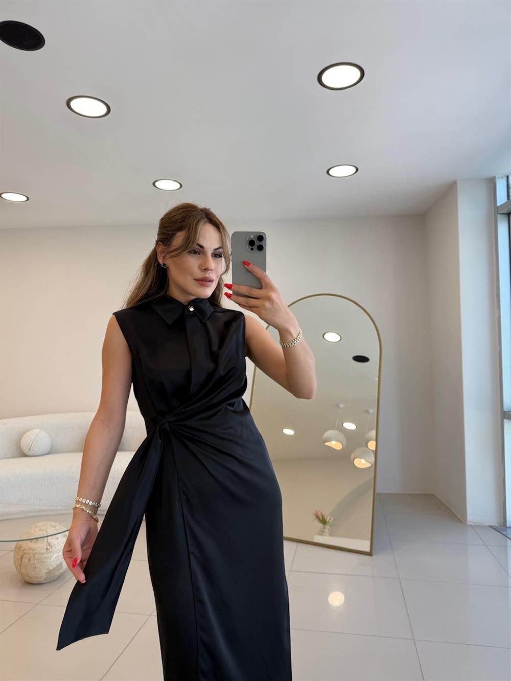 KRUVAZE YAKA CEKET ELBİSE SİYAH