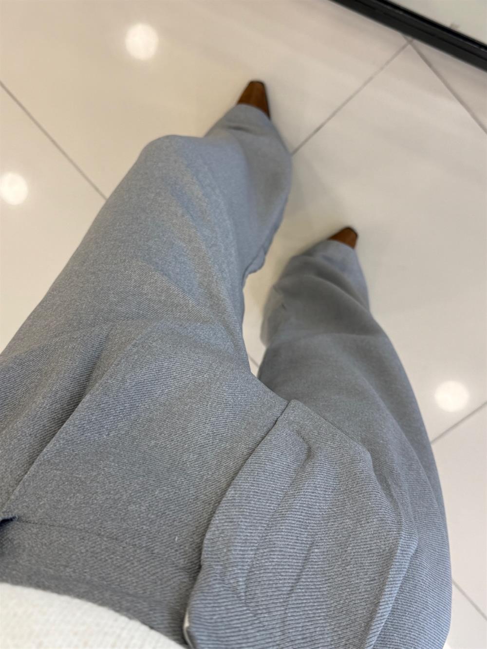 KUMAŞ PALAZZO PANTOLON GRİ