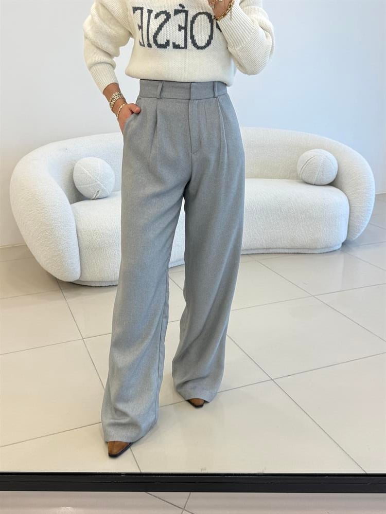 KUMAŞ PALAZZO PANTOLON GRİ