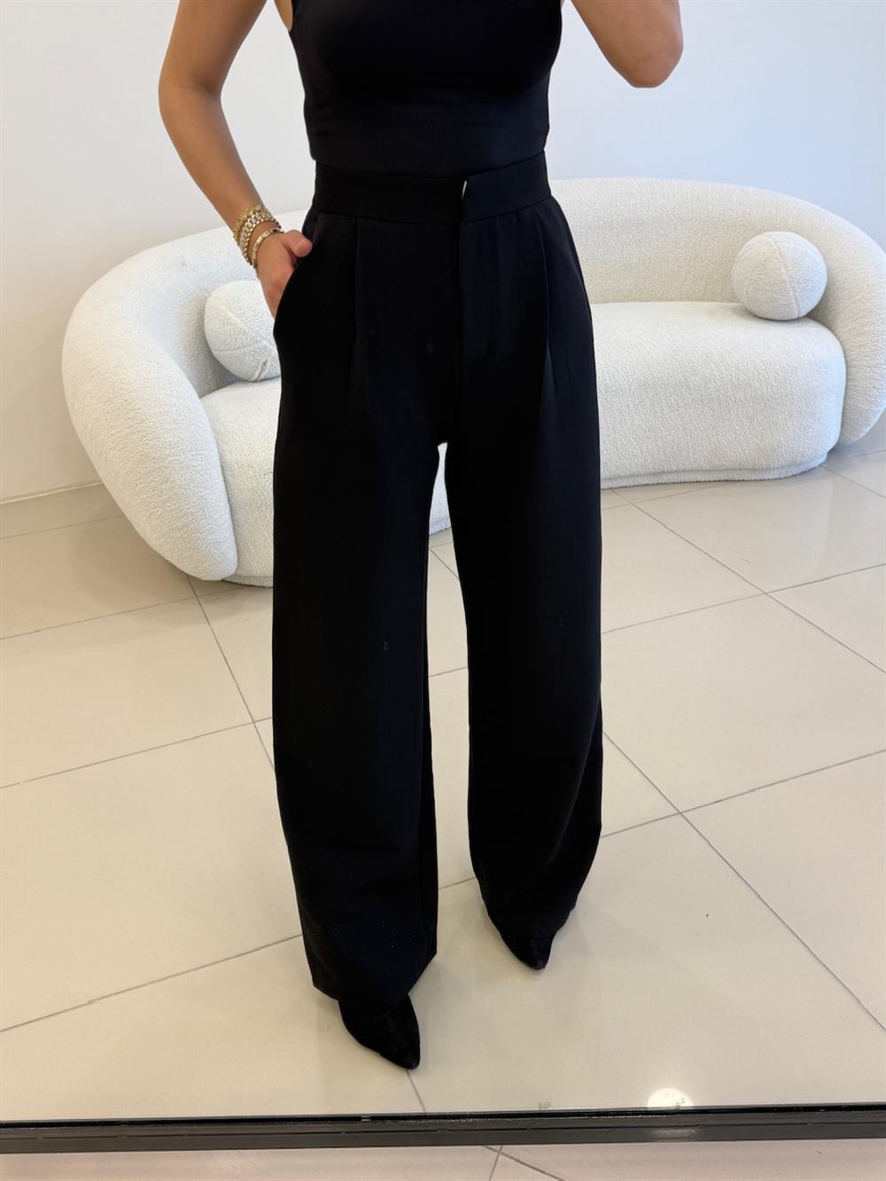 KUMAŞ PALAZZO PANTOLON SİYAH