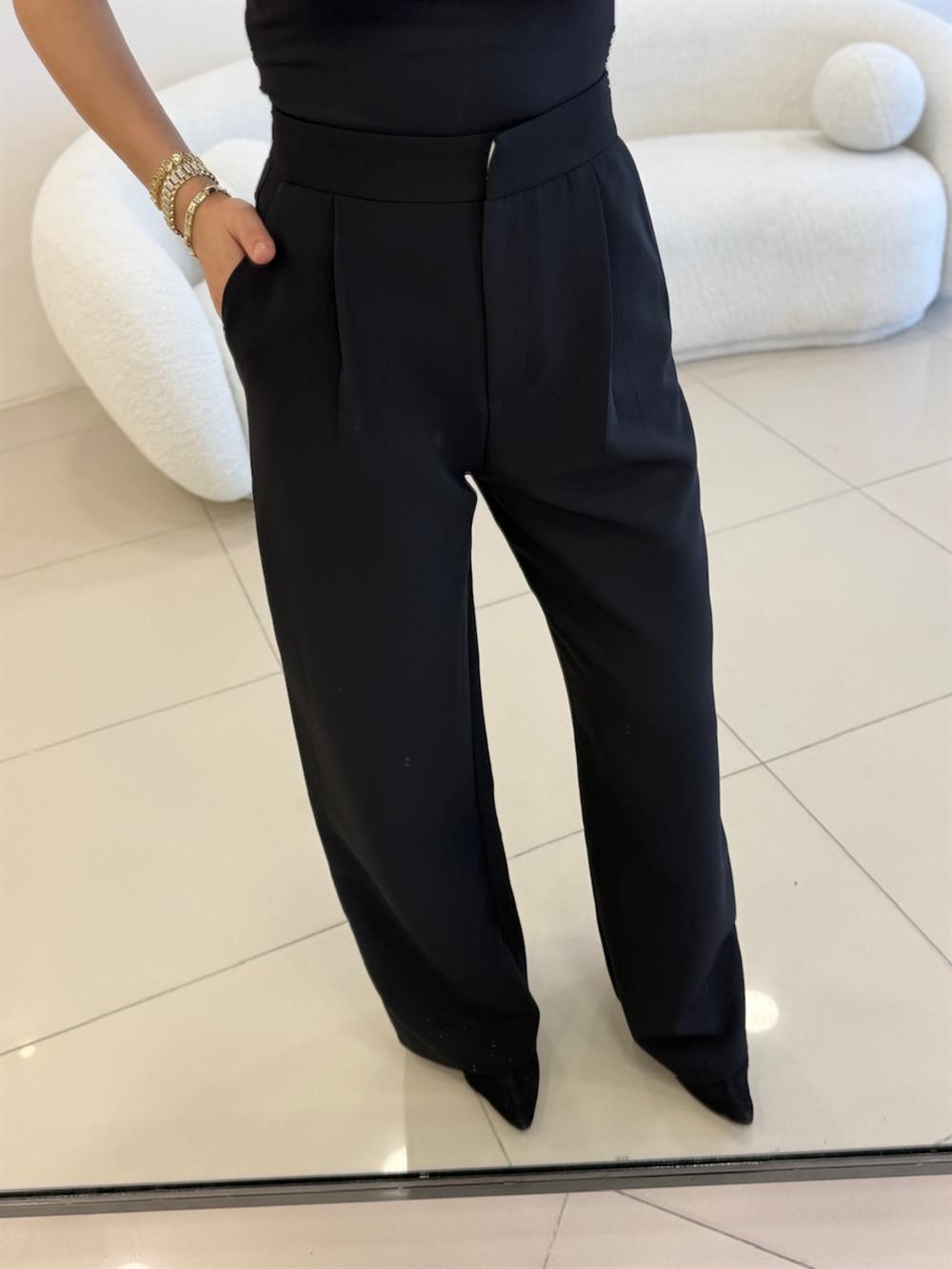 KUMAŞ PALAZZO PANTOLON SİYAH