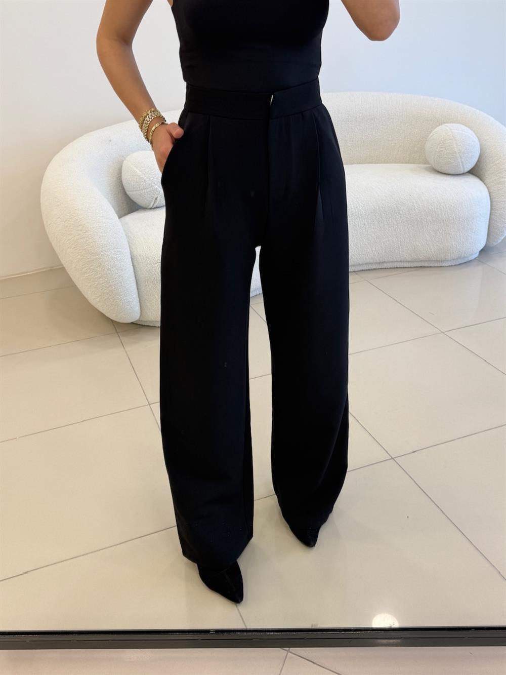 KUMAŞ PALAZZO PANTOLON SİYAH