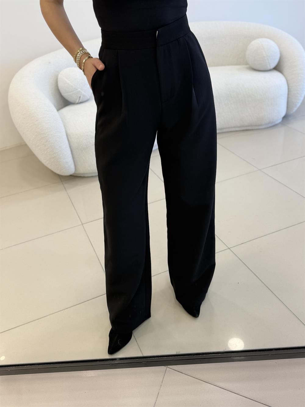 KUMAŞ PALAZZO PANTOLON SİYAH