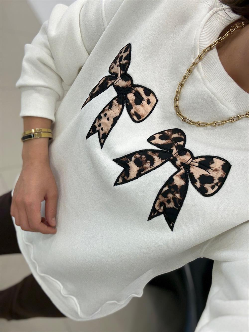 KURDELA DETAYLI SWEATSHIRT BEYAZ