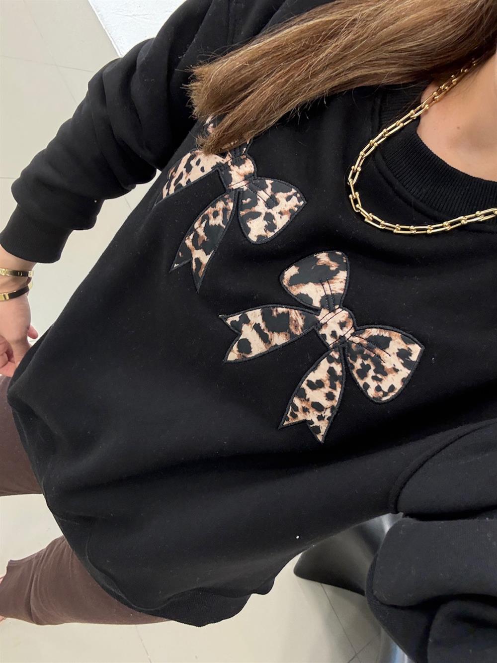 KURDELA DETAYLI SWEATSHIRT SİYAH