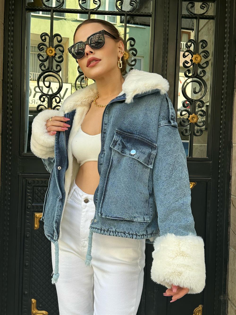 Kürklü Deni̇m Çeket