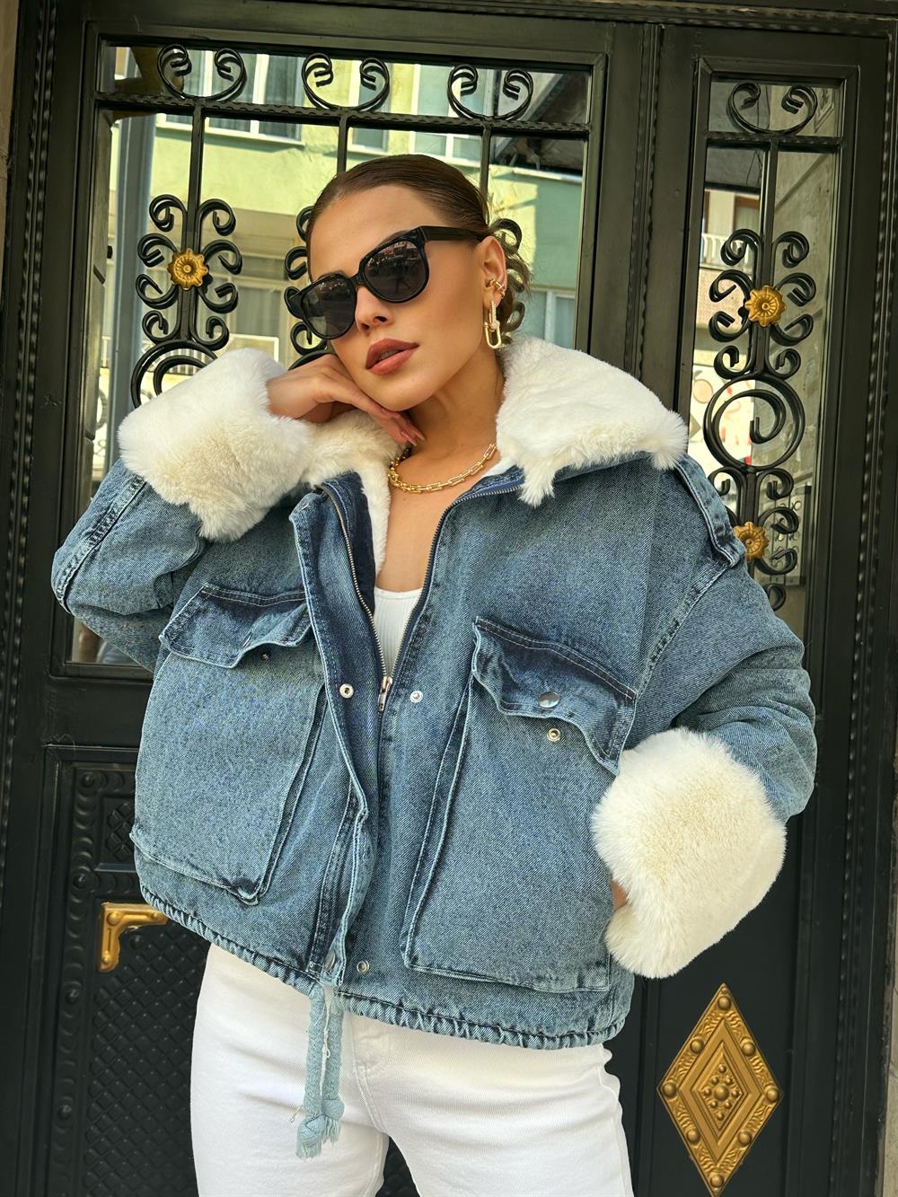 Kürklü Deni̇m Çeket