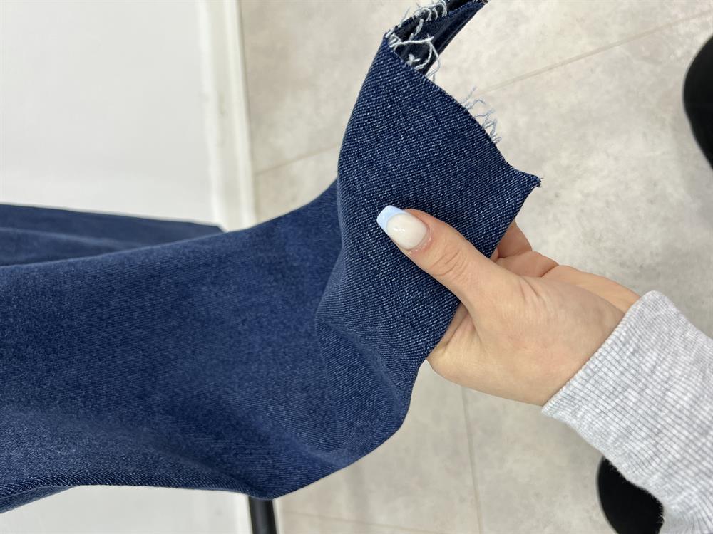 Laci̇vert Battal Beden Likralı Mom Jean