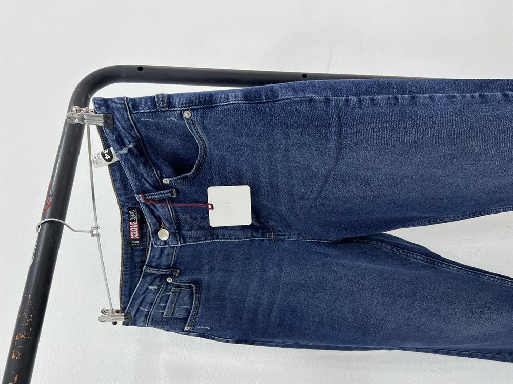 Laci̇vert Battal Beden Likralı Mom Jean