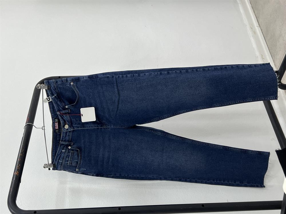 Laci̇vert Battal Beden Likralı Mom Jean