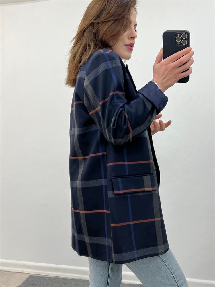 Laci̇vert Çi̇zgi̇li̇ Blazer