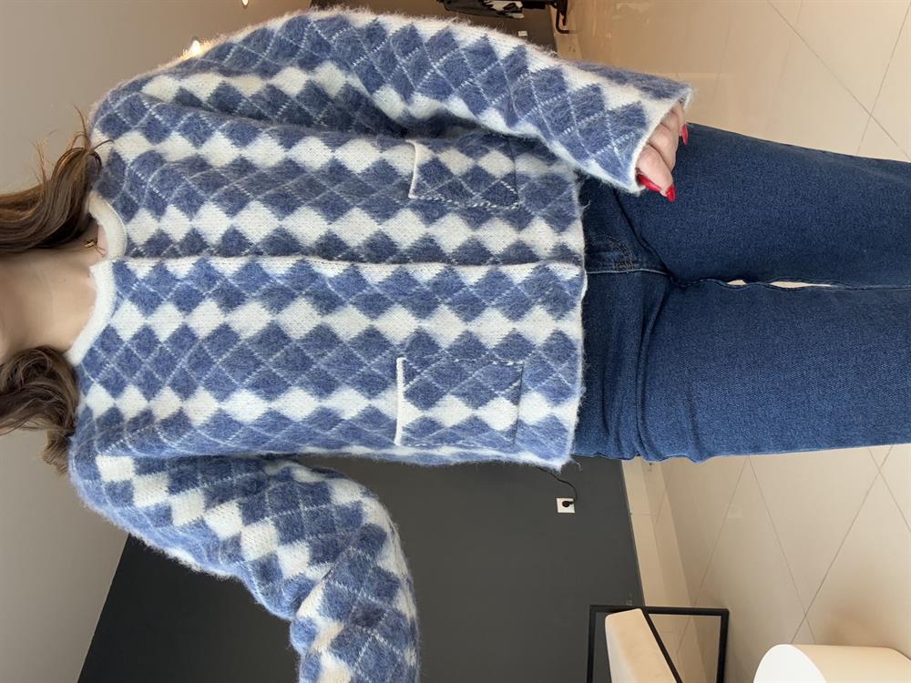 Laci̇vert Desenli̇ Ceket Hirka