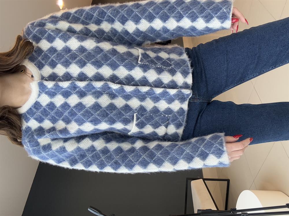 Laci̇vert Desenli̇ Ceket Hirka