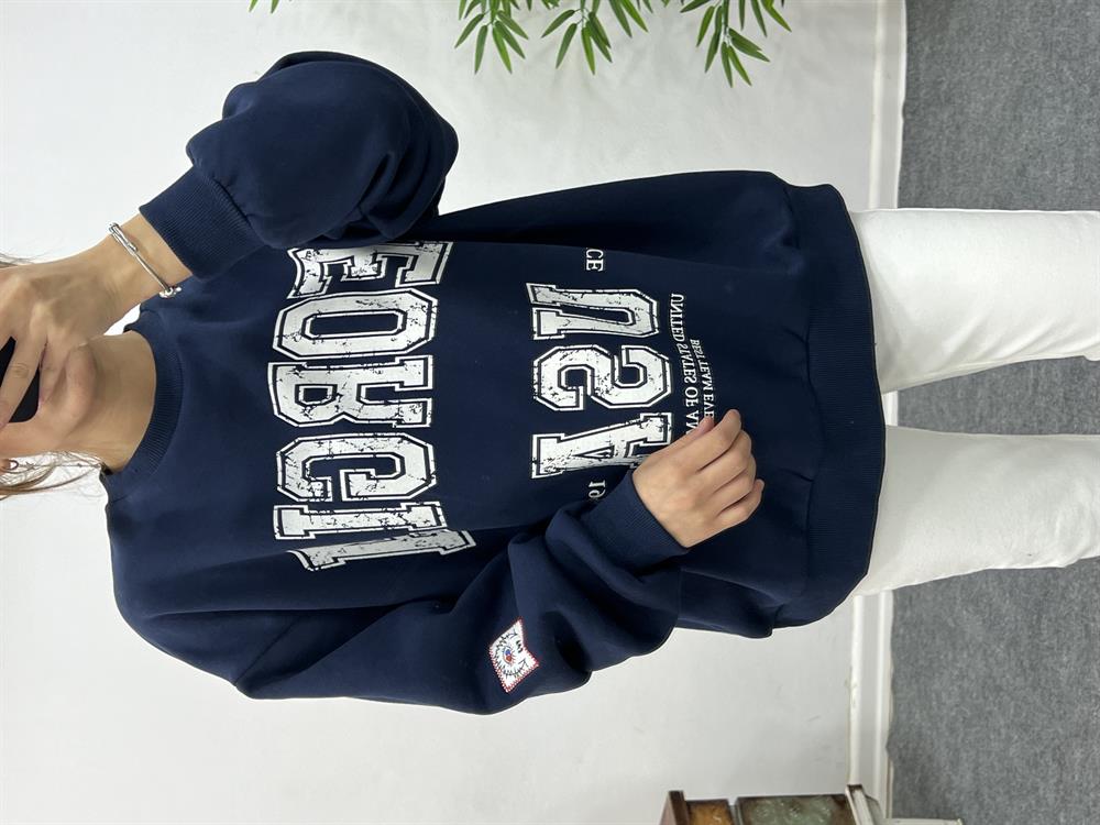 Laci̇vert Önü Yazili Şardonlu Sweat
