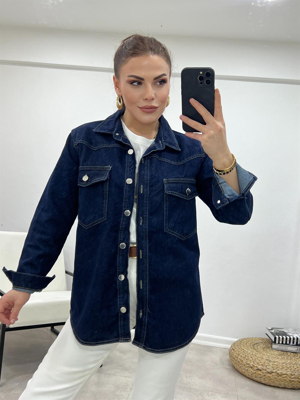 Laci̇vert Premi̇um Gömlek Ceket