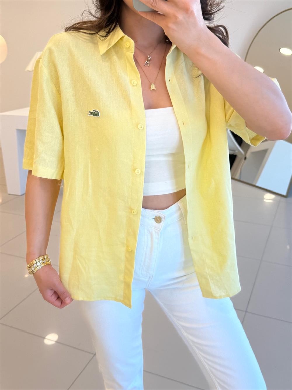 LCS KISA KOL KETEN GÖMLEK SARI